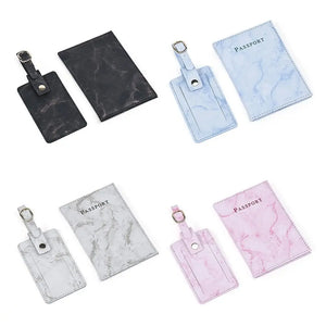 Personalized Marble Passport Cover & Luggage Tag Set for Couples