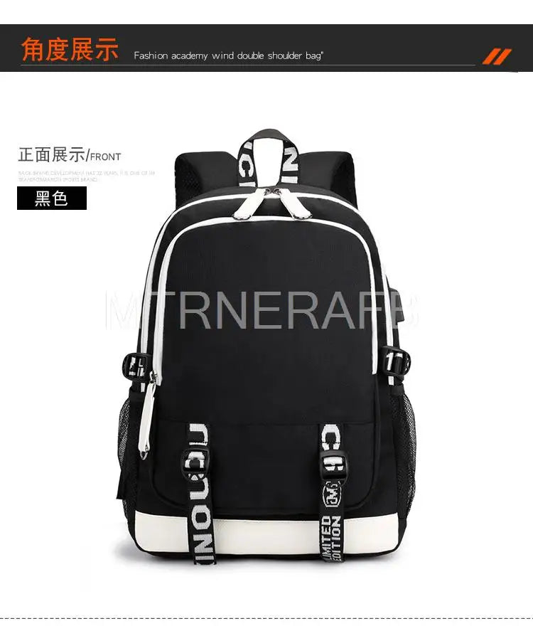 Marshmello Hot Game Backpack USB schoolbag Anime Cartoon Student Bag