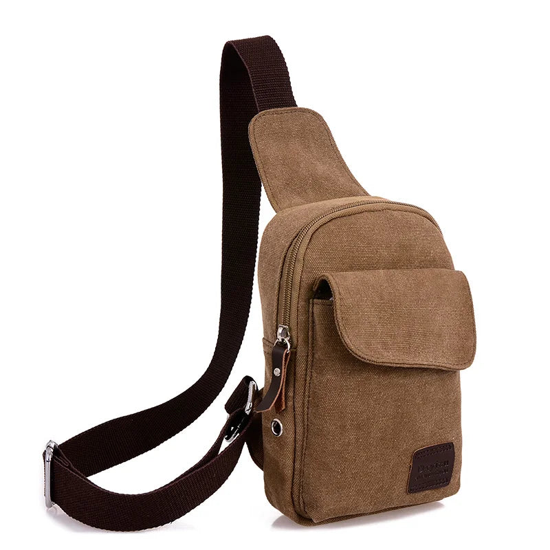 Men Canvas Chest Bag Casual Shoulder Bag Chest Pack Travel Messenger Bag
