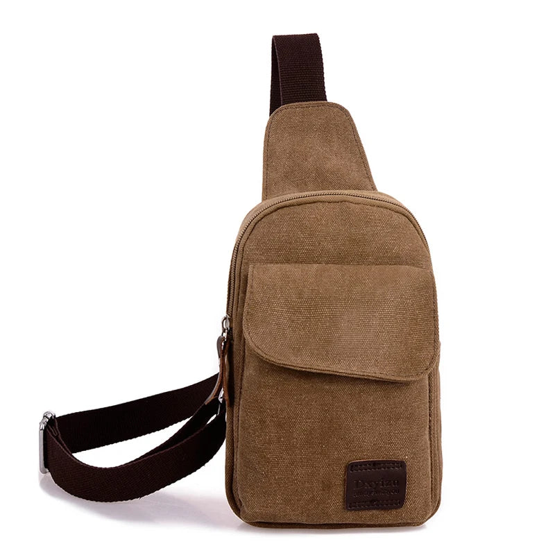 Men Canvas Chest Bag Casual Shoulder Bag Chest Pack Travel Messenger Bag