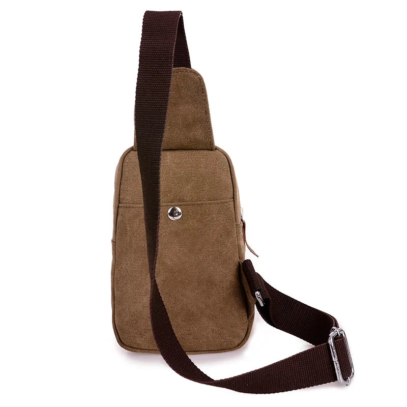 Men Canvas Chest Bag Casual Shoulder Bag Chest Pack Travel Messenger Bag