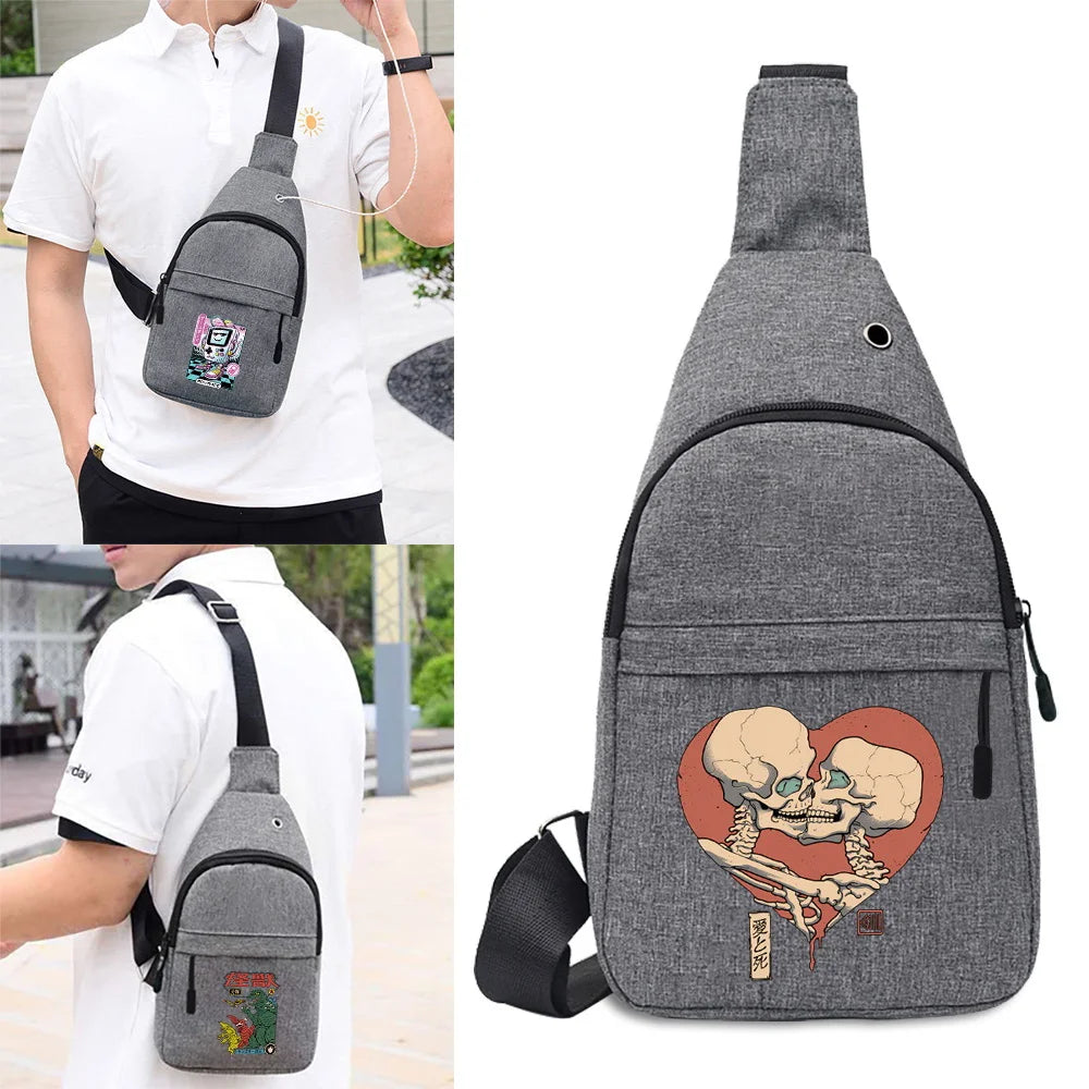 Canvas Chest Packs Crossbody Bag Anime Print Women Wallet