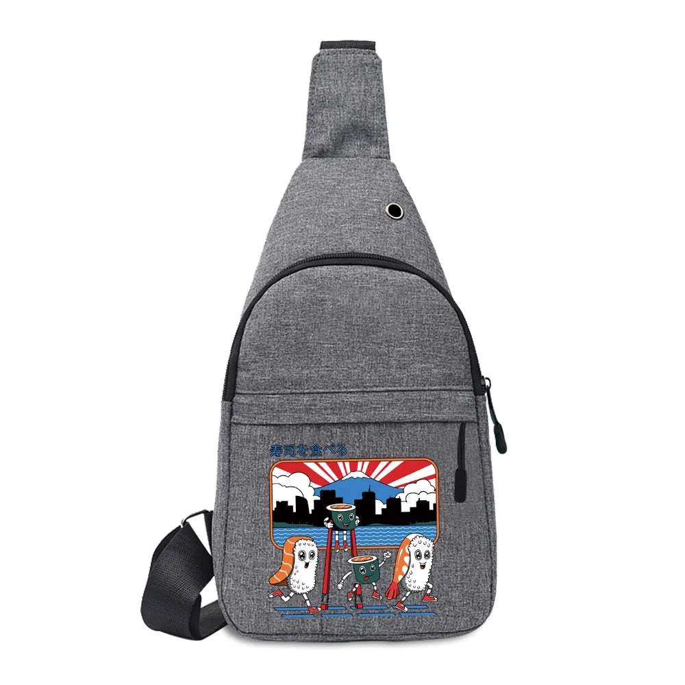 Canvas Chest Packs Crossbody Bag Anime Print Women Wallet