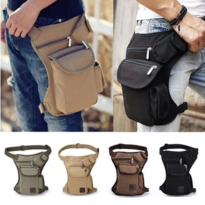 Men Canvas Drop Leg Bag Waist Fanny Pack Belt Hip Bum Military
