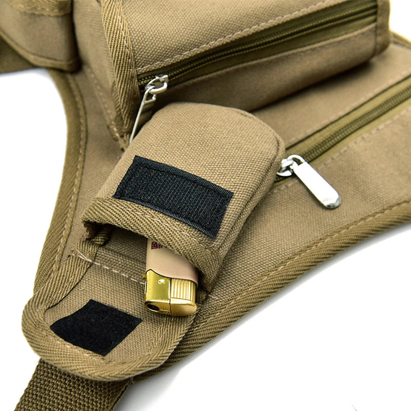 Men Canvas Drop Waist Bags Leg Pack Bag Men Belt