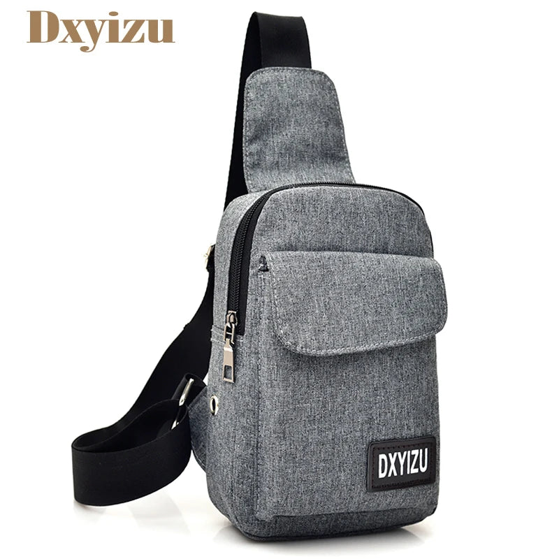 Men Casual Chest Pack With Earphone Hole Shoulder Bag Travel Male Messenger Bag