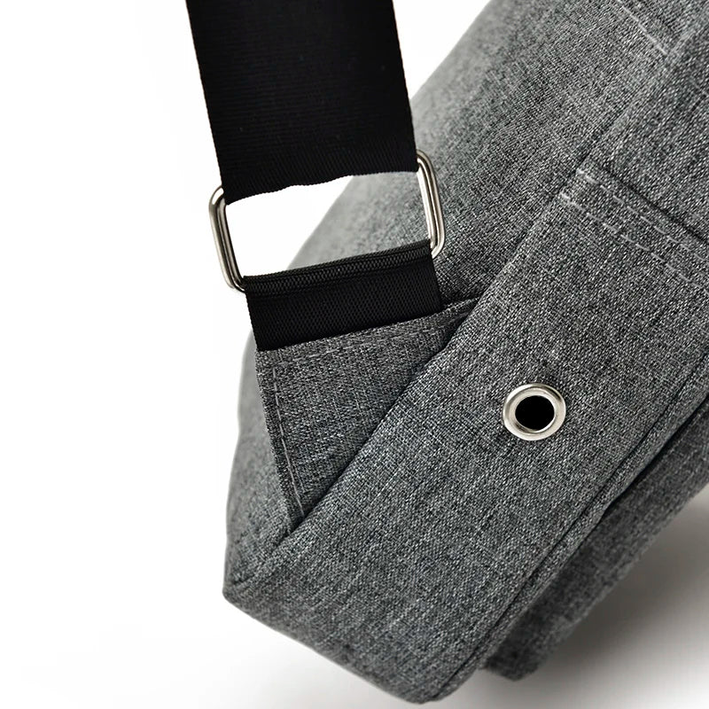 Men Casual Chest Pack With Earphone Hole Shoulder Bag Travel Male Messenger Bag