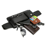 Men Casual Leather Crossbody Bags Waist Bag Fanny Pack Belt Bag