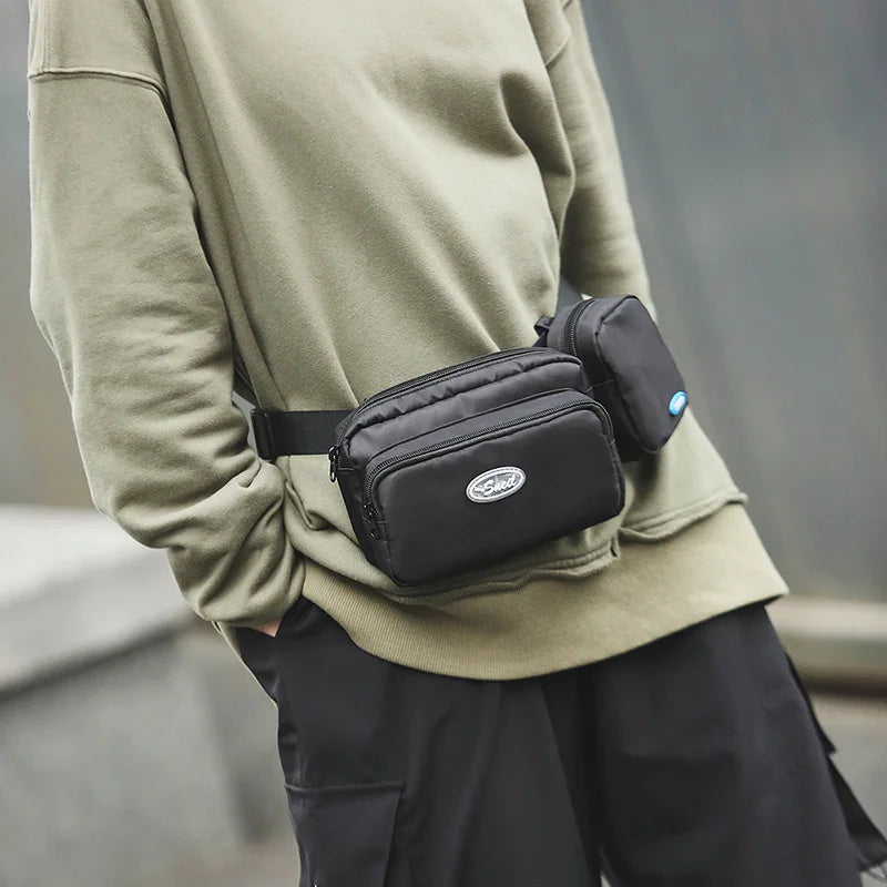Men Chest Bags Tactical Waist Bags Canvas Fanny Pack Hip-hop Belt Bags
