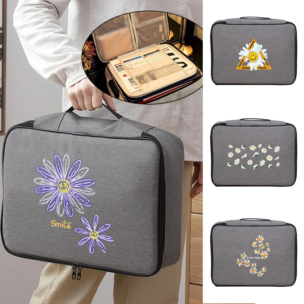 Large Daisy Print Organizer Briefcase File Lockbox