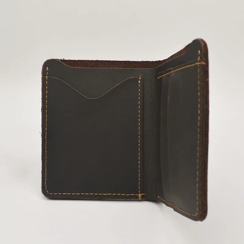 Short Retro Men's Leather Wallet Genuine Leather High Quality