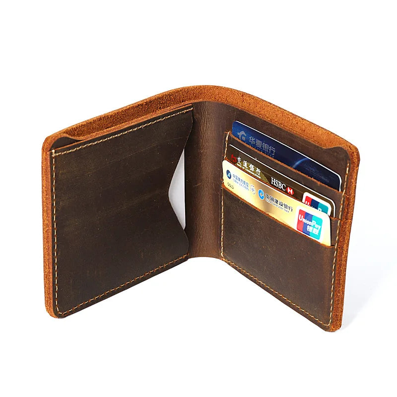 Short Retro Men's Leather Wallet Genuine Leather High Quality