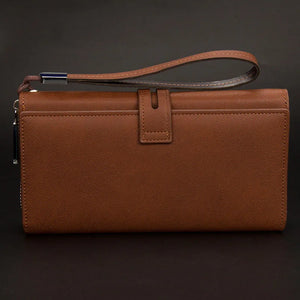 Men Leather Long Wallet Business Clutch Mobile Phone Bag