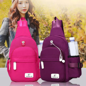 Men Nylon Outdoor Sport Shoulder Chest Pack Backpack USB Charging
