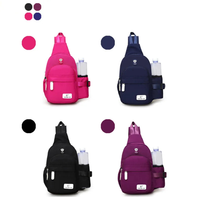Men Nylon Outdoor Sport Shoulder Chest Pack Backpack USB Charging