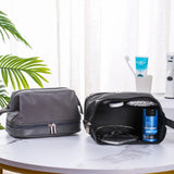 Men Double Layer Nylon Dopp Kit Water Resistant Shaving Bag