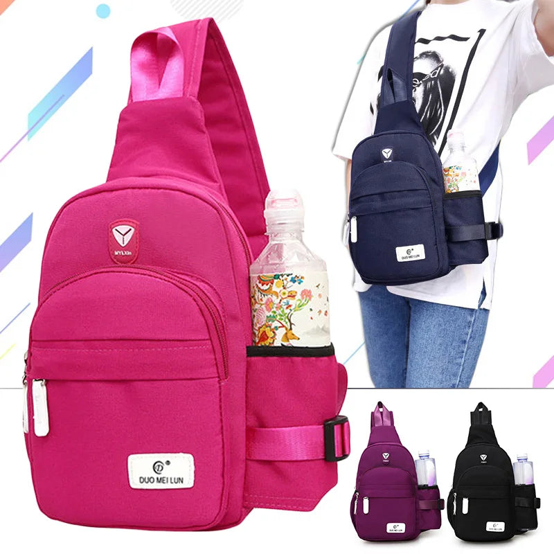 Men Women Nylon Shoulder Bag for Travel Hiking