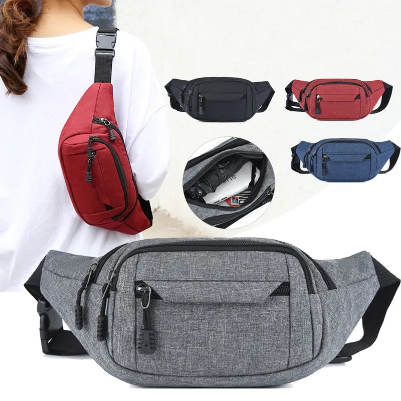Casual Large Capacity Phone Belt Bag Pouch Canvas Travel Hip Bags