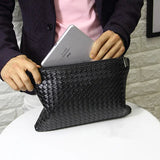 Men Leather Weave Knitting Clutch Bag Shoulder Wallet Handy Bag