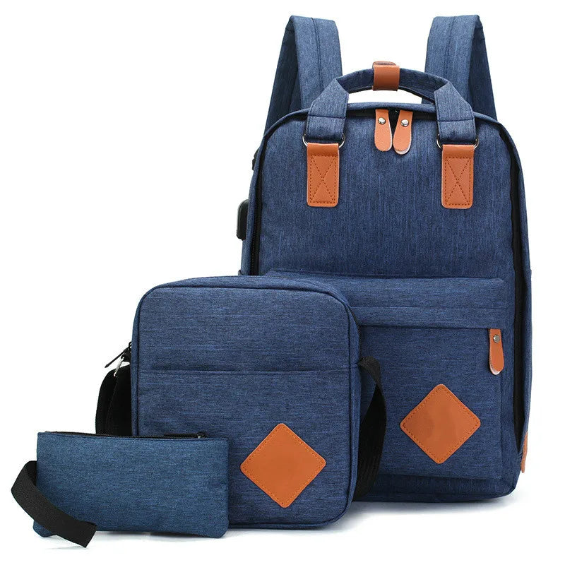 Men's Polyester Laptop Backpack with USB Charging