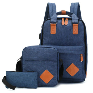 Men's Polyester Laptop Backpack with USB Charging