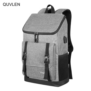 Men's Waterproof Travel Backpack Laptop 15.6 Inch USB Charging Gray Rucksack