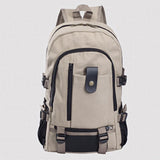 Men's Canvas Backpack Large-Capacity Schoolbag Solid Rucksacks