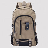 Men's Canvas Backpack Large-Capacity Schoolbag Solid Rucksacks