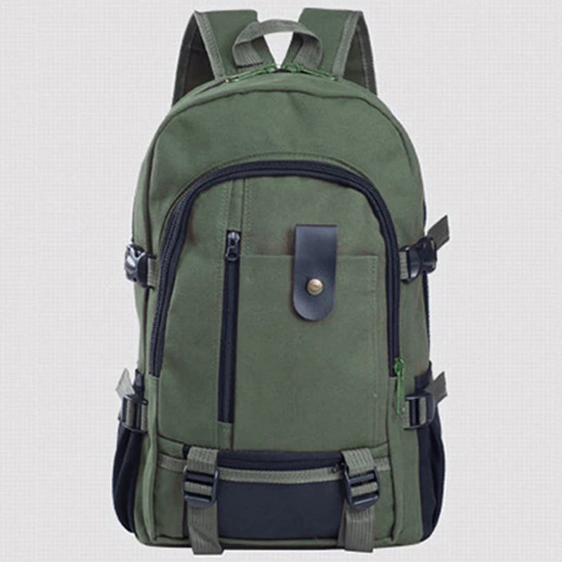 Men's Canvas Backpack Large-Capacity Schoolbag Solid Rucksacks