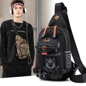Men's Waterproof Chest Bag Casual Sports Crossbody Messenger Pack