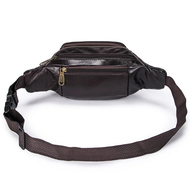Men's Leather Crossbody Bags Waterproof Travel Anti-theft Waist Bag