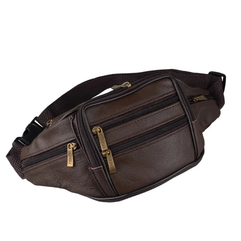 Men's Leather Waist Bag, Sheepskin Casual Chest Bag