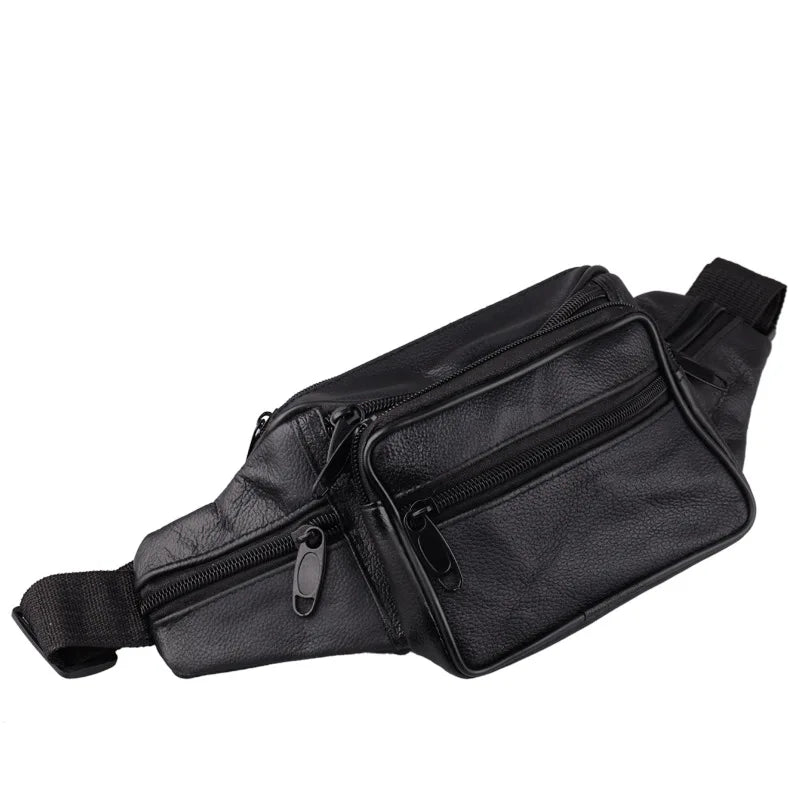 Men's Leather Waist Bag, Sheepskin Casual Chest Bag
