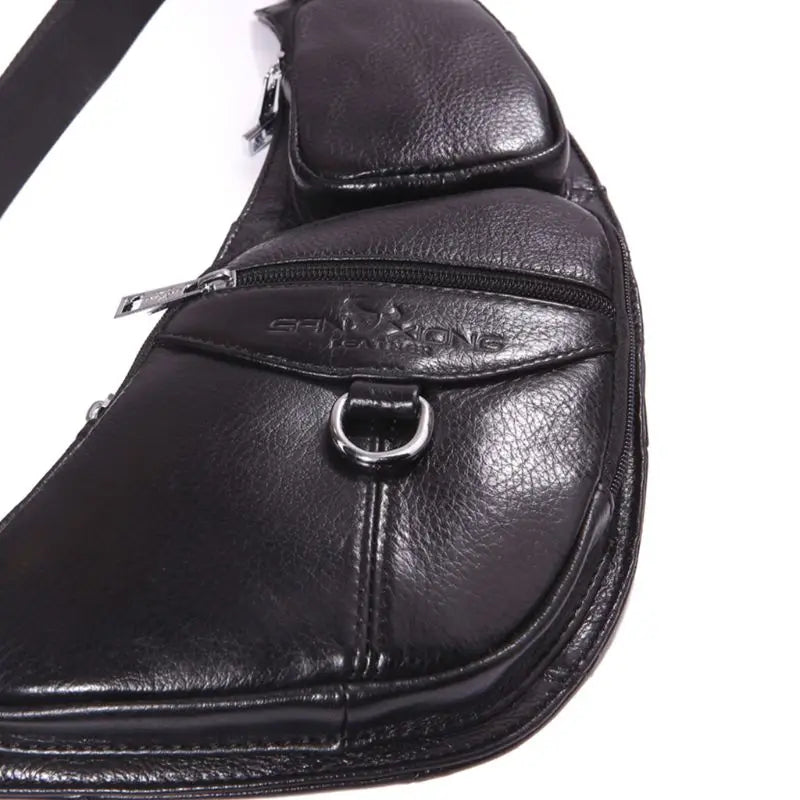 Men's PU Leather Chest Sling Crossbody Shoulder Bag Phone Pouch Casual Pack