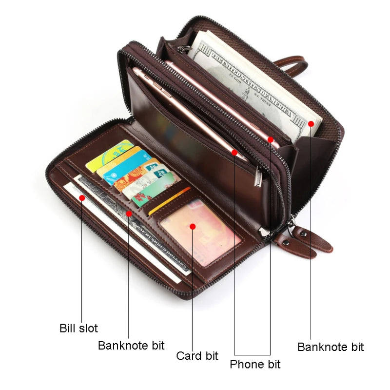 Men's Pu Soft Leather Handbag Multi-functional Wallet Business Men's Bag