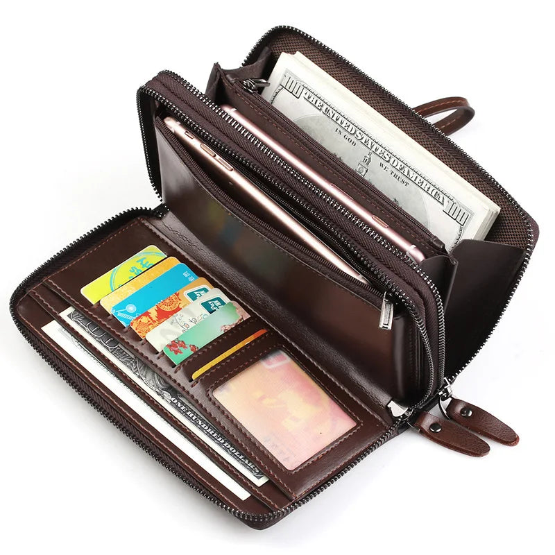 Men's Pu Soft Leather Handbag Multi-functional Wallet Business Men's Bag