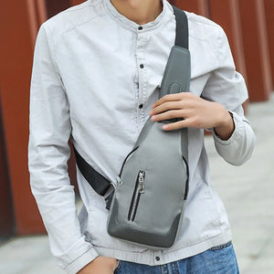 Men's Business Crossbody USB Interface Lock Buckle Shoulder Bag