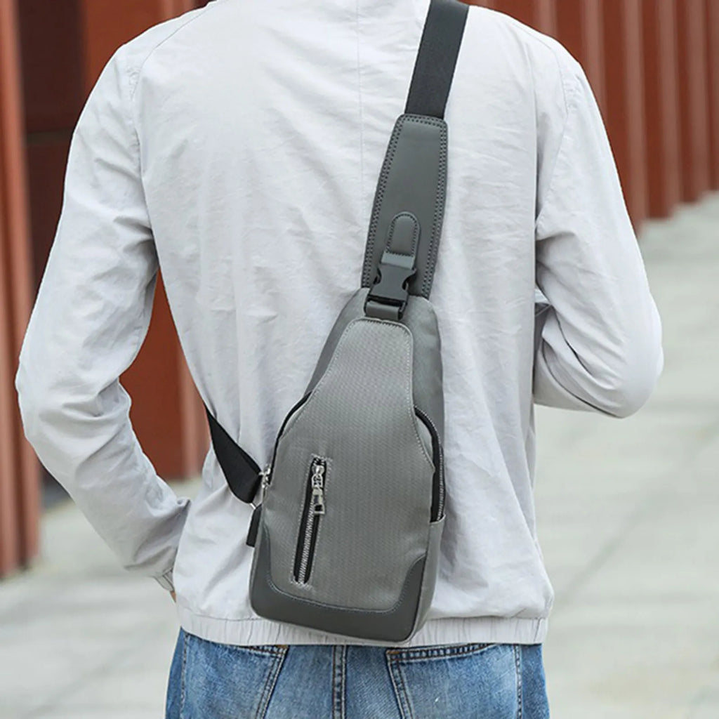Men's Business Crossbody USB Interface Lock Buckle Shoulder Bag