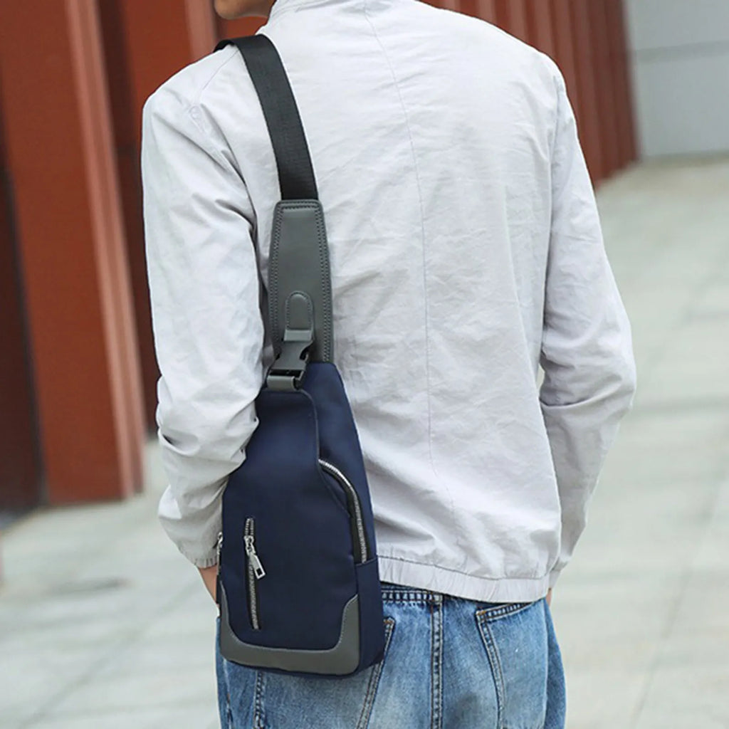 Men's Business Crossbody USB Interface Lock Buckle Shoulder Bag