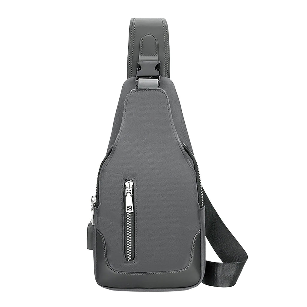 Men's Business Crossbody USB Interface Lock Buckle Shoulder Bag