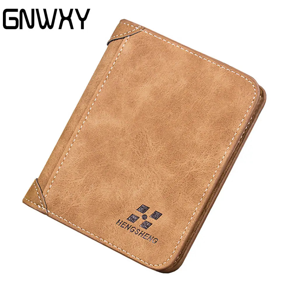 Vintage Nubuck Leather Men's Wallet Slim Casual Solid Purse