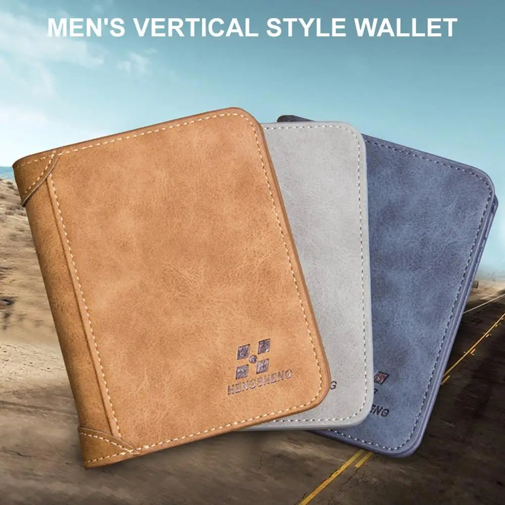 Vintage Nubuck Leather Men's Wallet Slim Casual Solid Purse