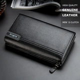 Men's Zipper Clutch Bag Leather Long Purse Wallet