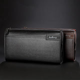 Men's Zipper Clutch Bag Leather Long Purse Wallet