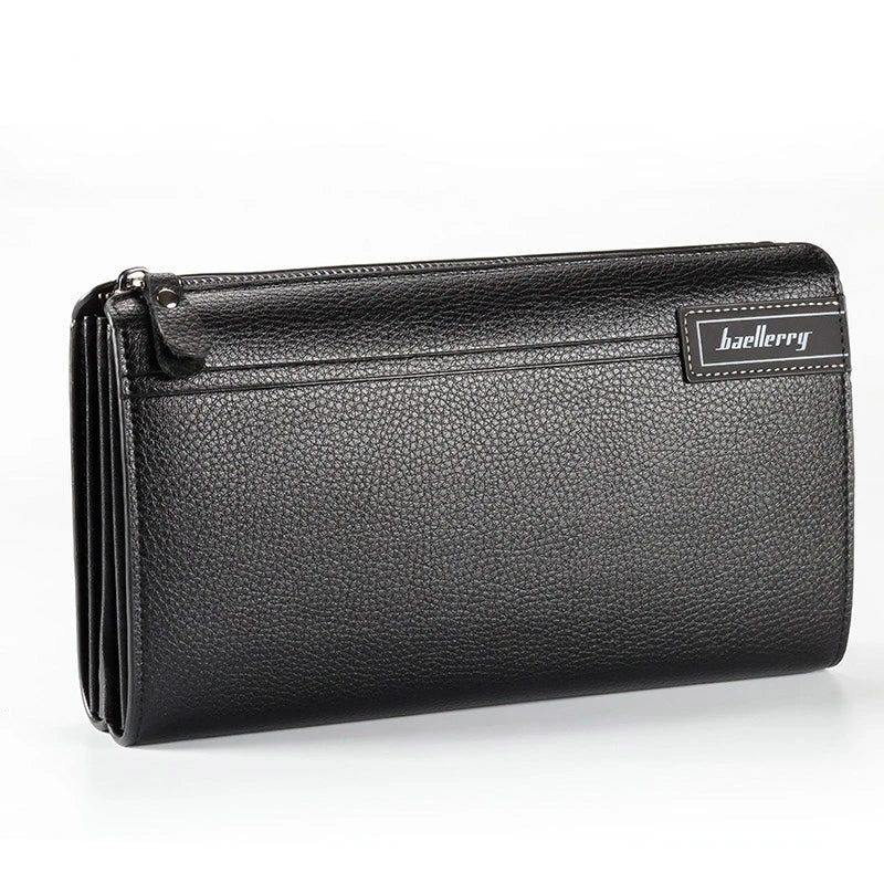 Men's Zipper Clutch Bag Leather Long Purse Wallet