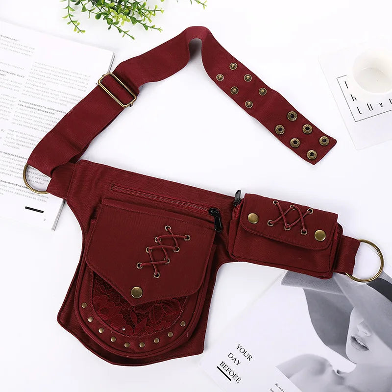 Men's Punk Waist Bag Chest Mobile Phone Bag Outdoor Sports Diagonal Bag
