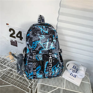 Casual Travel Large Capacity Graffiti Oxford Cloth Backpack