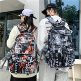 Casual Travel Large Capacity Graffiti Oxford Cloth Backpack