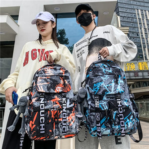 Casual Travel Large Capacity Graffiti Oxford Cloth Backpack