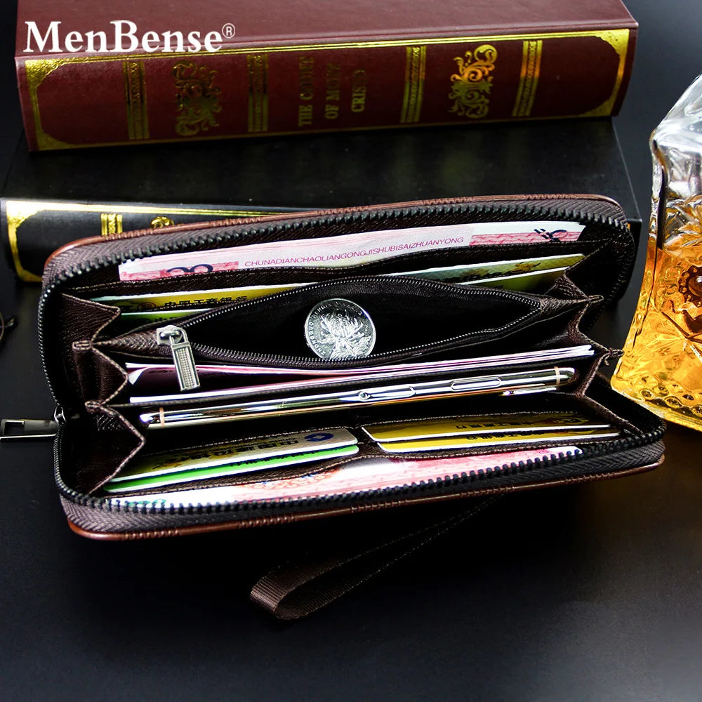 Men's Long Buckle Embossed Trifold Wallet Business